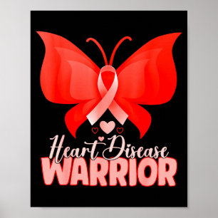 Poster Guerrier de la maladie cardiaque Papillon Rouge Ma