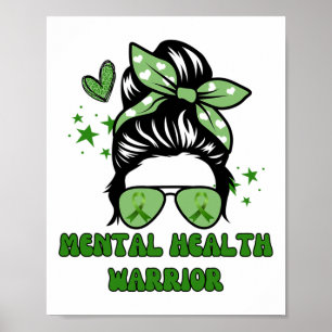 Poster Guerrier de santé Messy Bun Super Leopard Green Ri