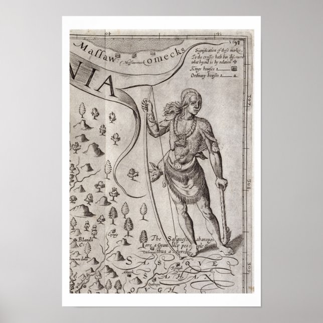 Poster Guerrier de Susquehannock, détail de la carte de V (Devant)