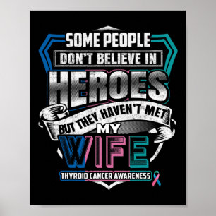 Poster Guerrier du cancer Je porte le rose bleu Turquoise