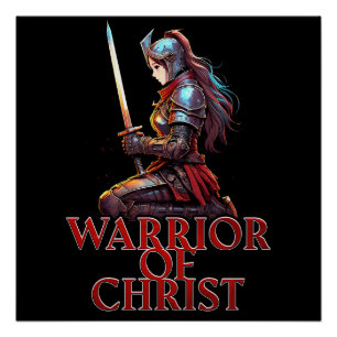 Poster Guerrier du Christ Femme Prière Bible chrétienne