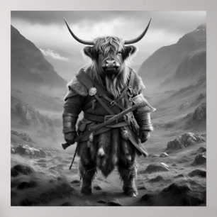 Poster Guerrier Écossais Féroce : La Vache Viking Courage