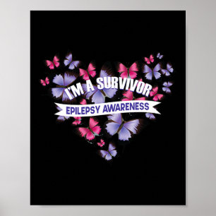 Poster Guerrier épileptique et épilepsie au ruban pourpre