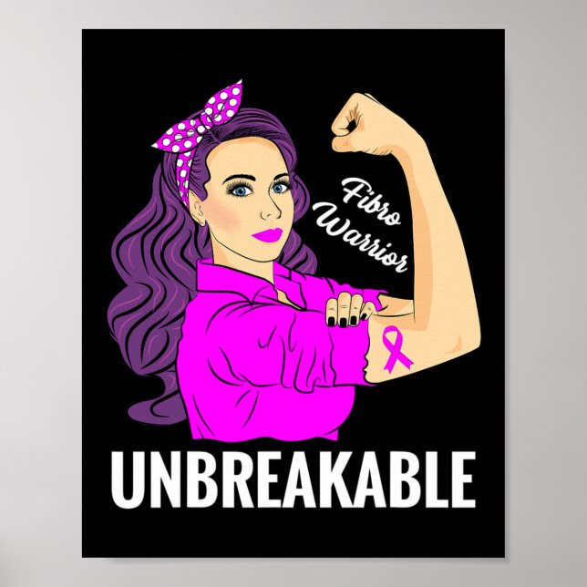 Poster Guerrier indestructible Fibromyalgie Tee de sensib (Devant)