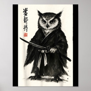 Poster Guerrier samouraï drôle de style d'anime manga jap