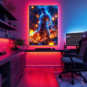 Poster Guerrier Samouraï Néon – Bushido Cyberpunk