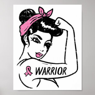 Poster Guerrière du cancer du sein Rosie Riveter Femmes r