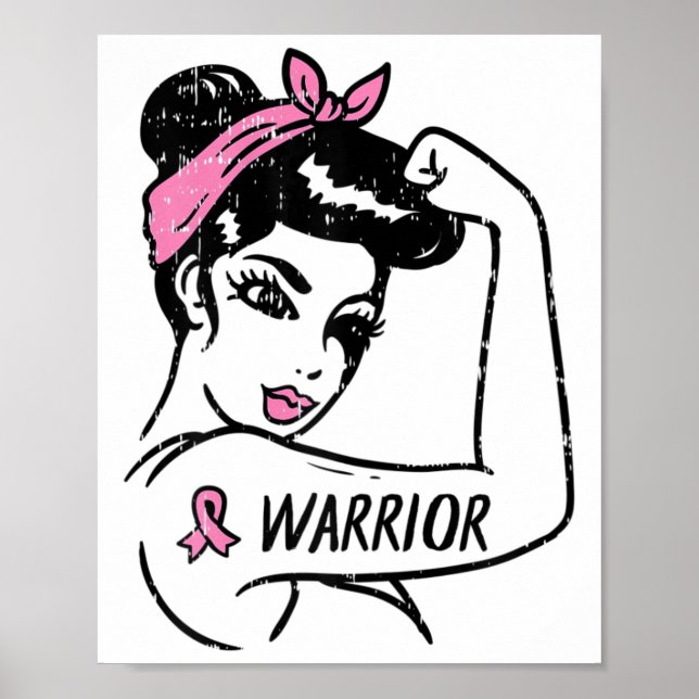 Poster Guerrière du cancer du sein Rosie Riveter Femmes r (Devant)