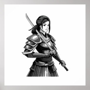 Poster guerrière samouraï japonaise - femme