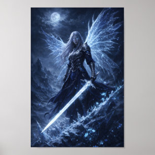 Poster Guerrière Valkyrie de glace Ange avec Fanta Épée G