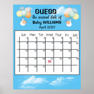 Poster Guess Date d'échéance Calendrier Baby Balloon Post