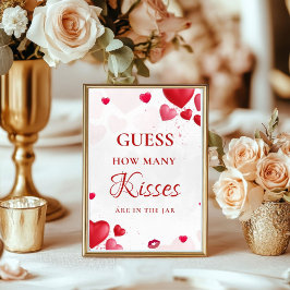 Poster Guess how many Kisses valentine Bridal Shower Sign