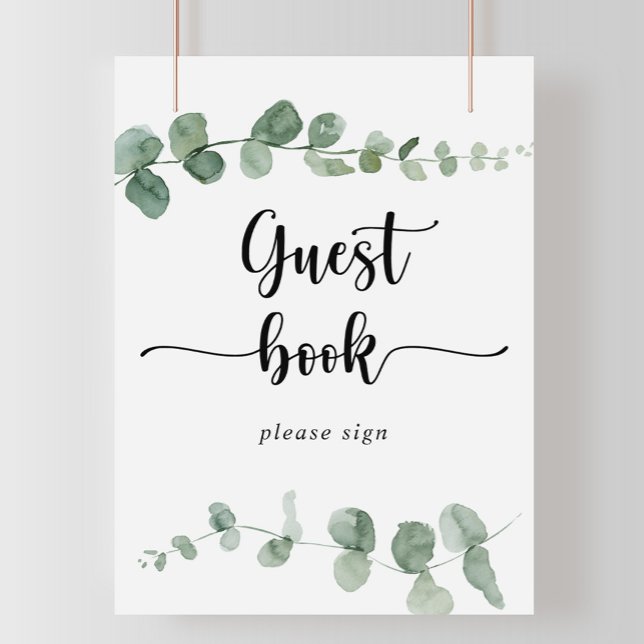 Poster Guest Book Green Delight Eucalyptus Sign (Créateur téléchargé)