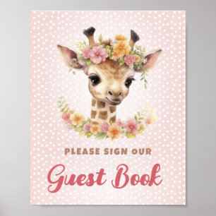 Poster Guest Book Signer Station Girl Safari Anniversaire