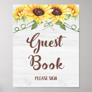 Poster GUEST LIVRE Sunflowers Party ou signe de douche