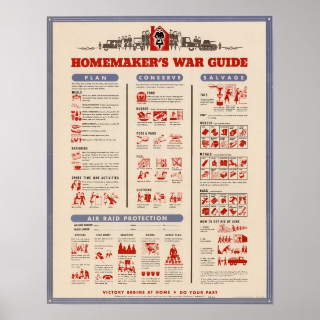 Poster Guide de guerre des ménagères 2ème guerre mondiale (Devant)