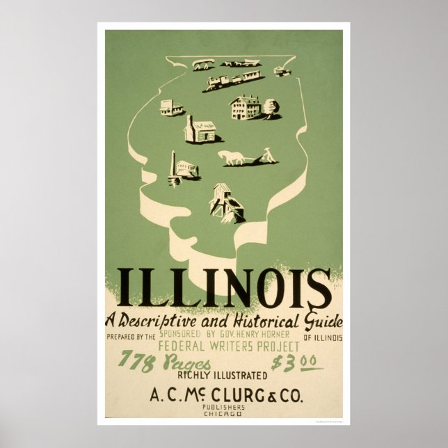 Poster Guide de l'Illinois 1940 WPA (Devant)