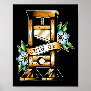 Poster Guillotine Tatouage Traditionnel Drôle Chin Haut S