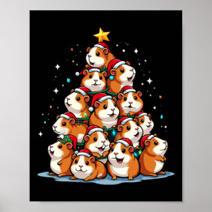 Poster Guinée Cochon sapin de Noël Funny Cavy Holiday