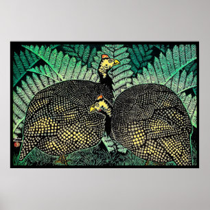 Poster Guinée Hens kasamatsu shiro feuille d'oiseau japon
