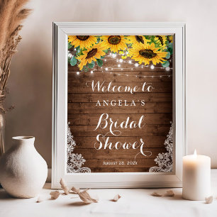 Poster Guirlande de tournesols rustiques pour mariage cha