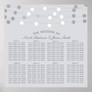 Poster Guirlande Lumineuse Blanche Argentée Mariage Moder