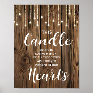 Poster Guirlande rustique de lumières Bougie de mémoire s