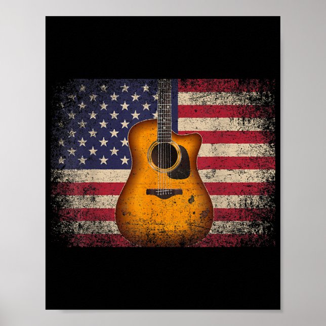 Poster Guitar 4th of July Venin American Flag USA - Count (Devant)