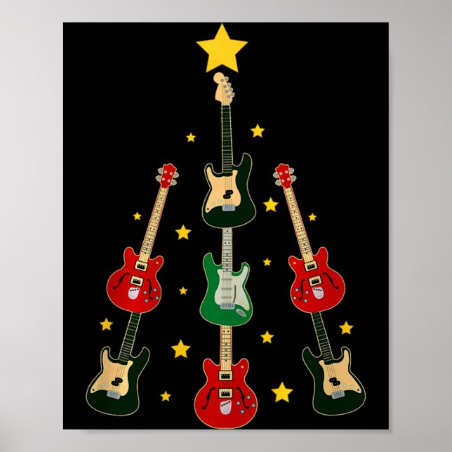 Poster Guitar Xmas Tree Musical Guitar Lovers Guitarist C (Devant)