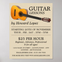 Guitare acoustique, Leçons de Guitare Publicité