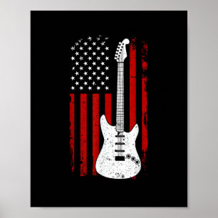 Poster Guitare américaine drapeau américain lecteur de mu