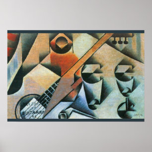 Poster Guitare (Banjo) et Lunettes, Juan Gris, Art Vintag