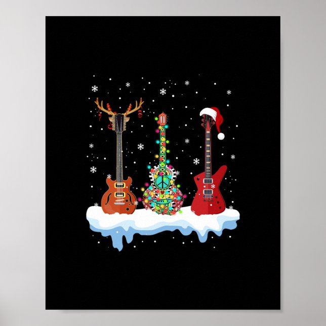 Poster guitare basse santa chapeau renne hippie guitare a (Devant)