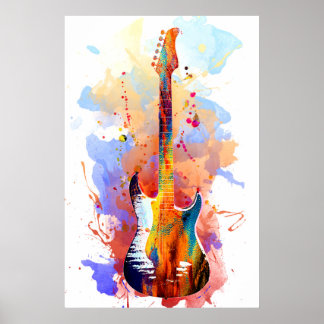 Poster Guitare colorée