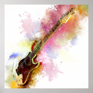 Poster Guitare colorée