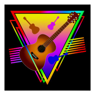 Poster Guitare colorée rétro
