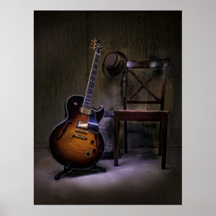 Poster Guitare de Bules avec la chaise