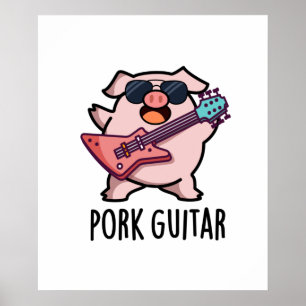 Poster Guitare de porc Funny Rock Guitare Pig Pun