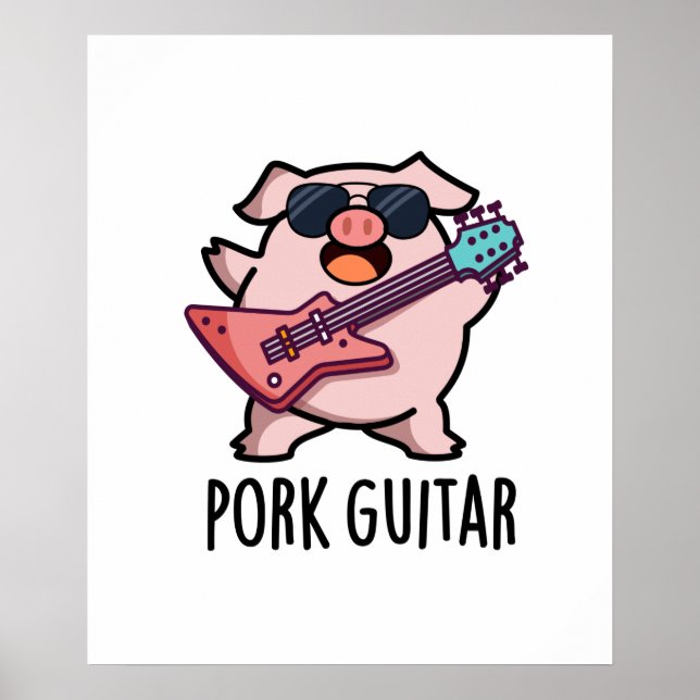 Poster Guitare de porc Funny Rock Guitare Pig Pun (Devant)