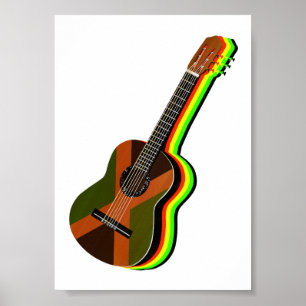 Poster Guitare de reggae rastafarienne Jamaïque