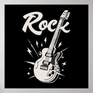 Poster Guitare électrique avec mot rock