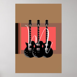 Poster Guitare électrique Pop Art Monogramme Initial