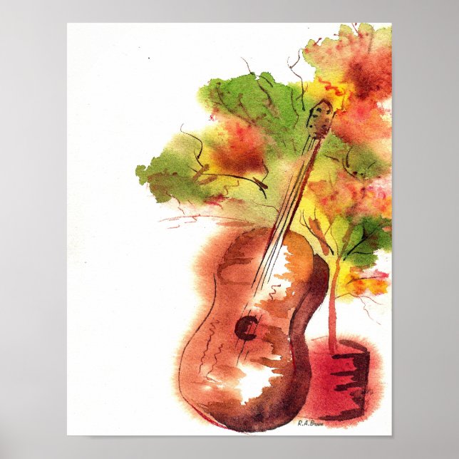 Poster Guitare Et Arbre (Devant)