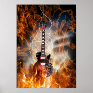 Poster Guitare flamboyante