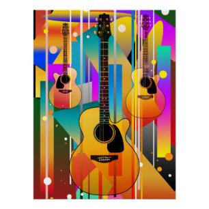Poster Guitare géométrique contemporaine moderne