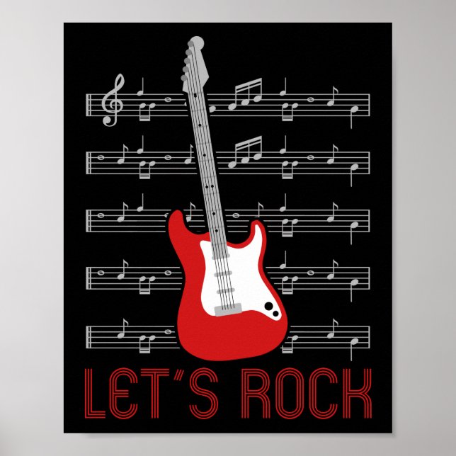 Poster Guitare Music Lets Rock Notes (Devant)