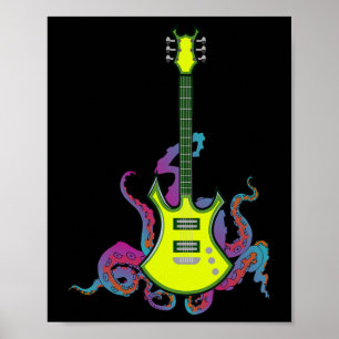 Poster Guitare Rock Band Et Rouleau pour Hommes Bande Tee