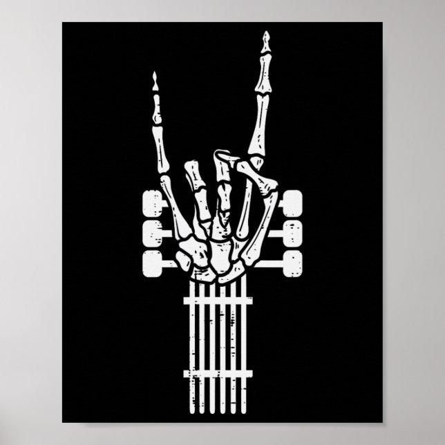 Poster Guitare Skeleton Rock N Roll Rocker Sign Punk Hall (Devant)