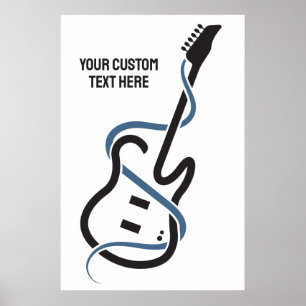 Poster Guitare stylisée de texte personnalisé