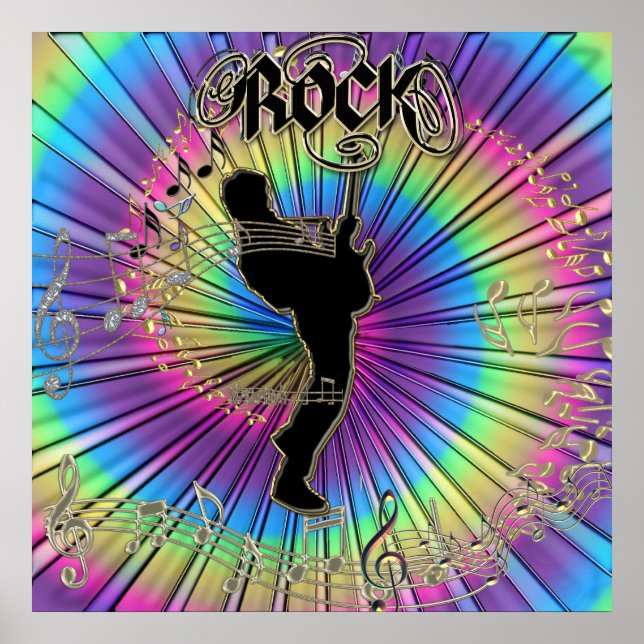 Poster Guitare super dans une Cravate-Dye Dream Music Pos (Devant)